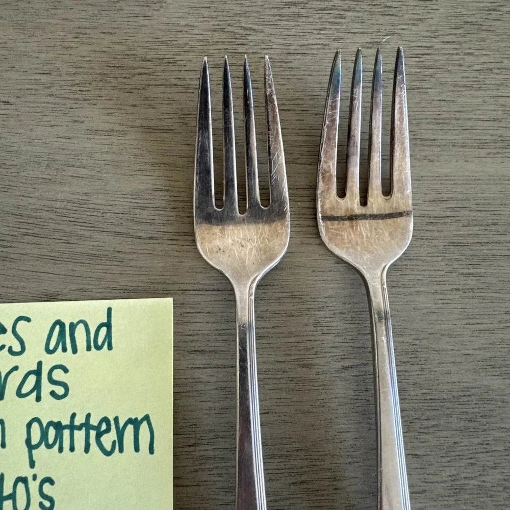 2 Holmes & Edwards‎ Inlaid Youth 1940 Silverplate Dinner Forks Flatware
